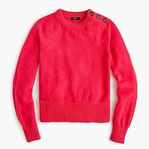 J. CREW Hot Pink Button-detail crewneck sweater in supersoft yarn - size Medium